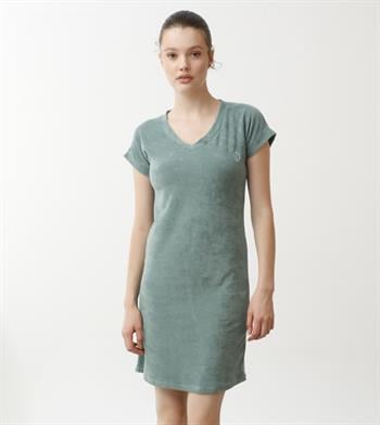 V Yaka Havlu Kumaş Kadın Elbise