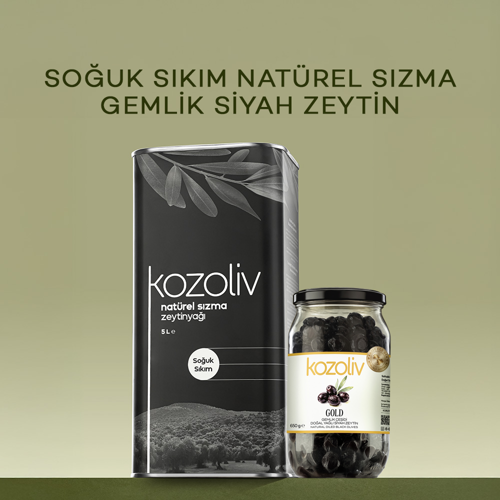  Soğuk Sıkım Natürel Sızma Zeytinyağı 5 LT + Doğal Gemlik Çeşidi Yağlı Siyah Zeytin 650 gr Zeytinyağı
