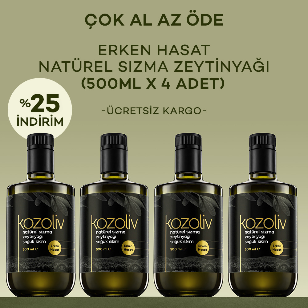 2025-26 Yeni Sezon Erken Hasat Soğuk Sıkım Zeytinyağı 4'lü 500 ML Cam Şişe Erken Hasat Natürel Sızma Zeytinyağı