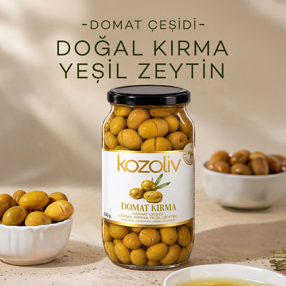 Doğal Domat Çeşidi Kırma Yeşil Zeytin 640 gr Yeşil Zeytin
