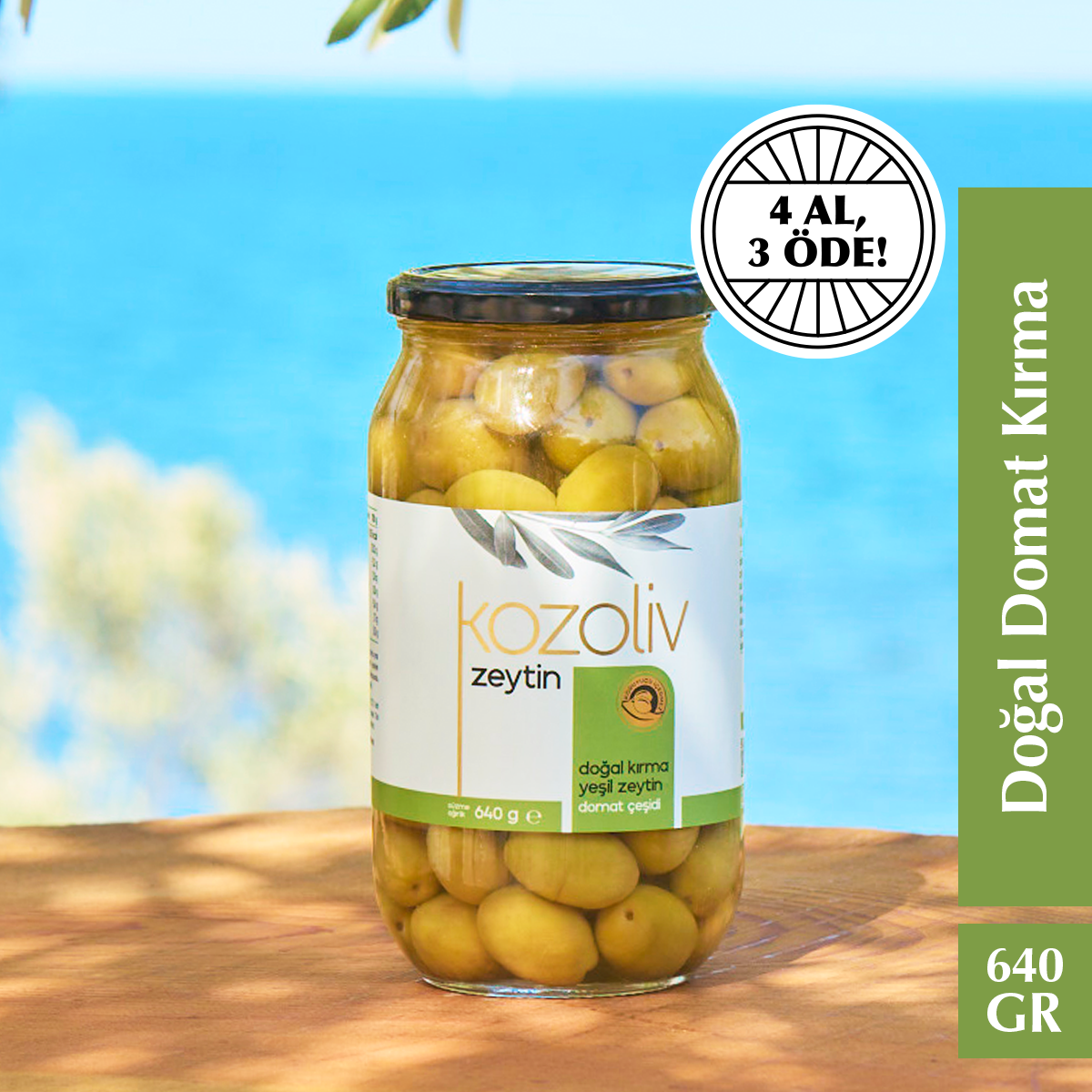 Doğal Domat Çeşidi Kırma Yeşil Zeytin 640 gr Yeşil Zeytin