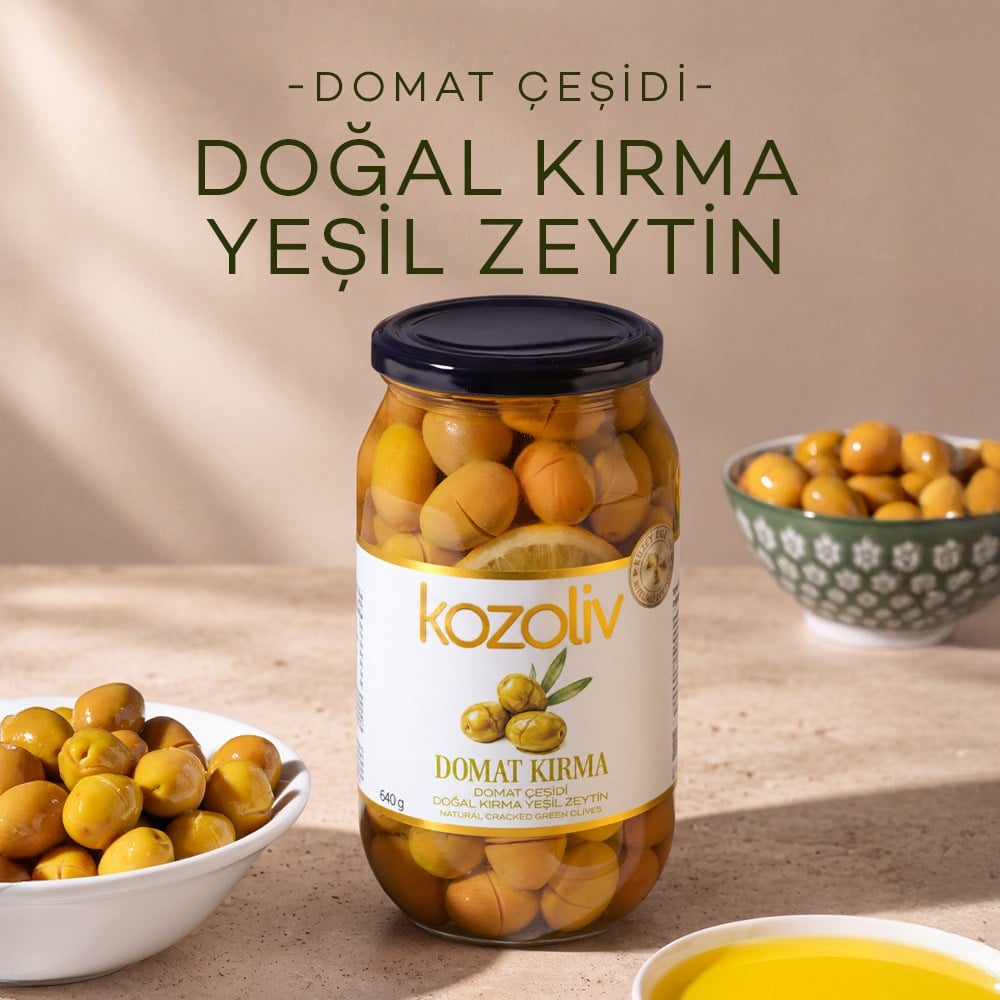 Doğal Domat Çeşidi Kırma Yeşil Zeytin 640 gr Yeşil Zeytin