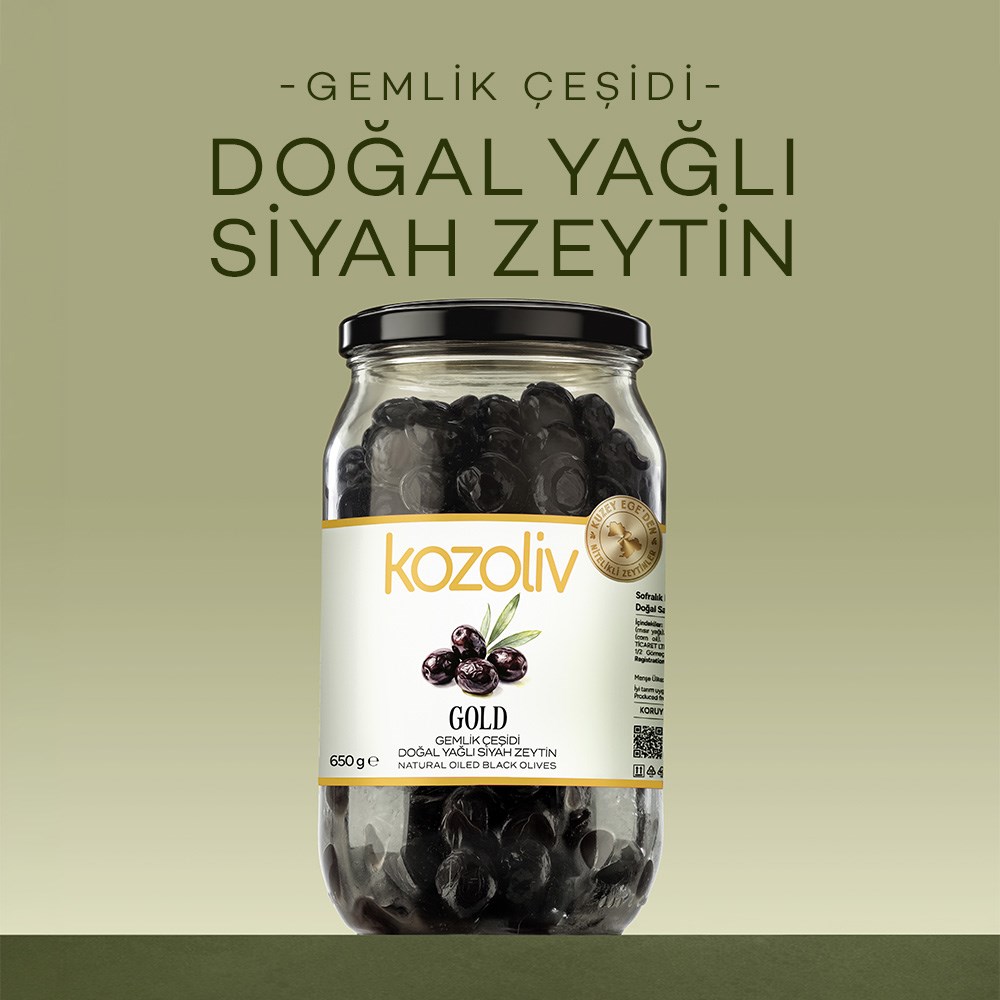 Doğal Gemlik Çeşidi Yağlı Siyah Zeytin 650 gr Cam Kavanoz Siyah Zeytin
