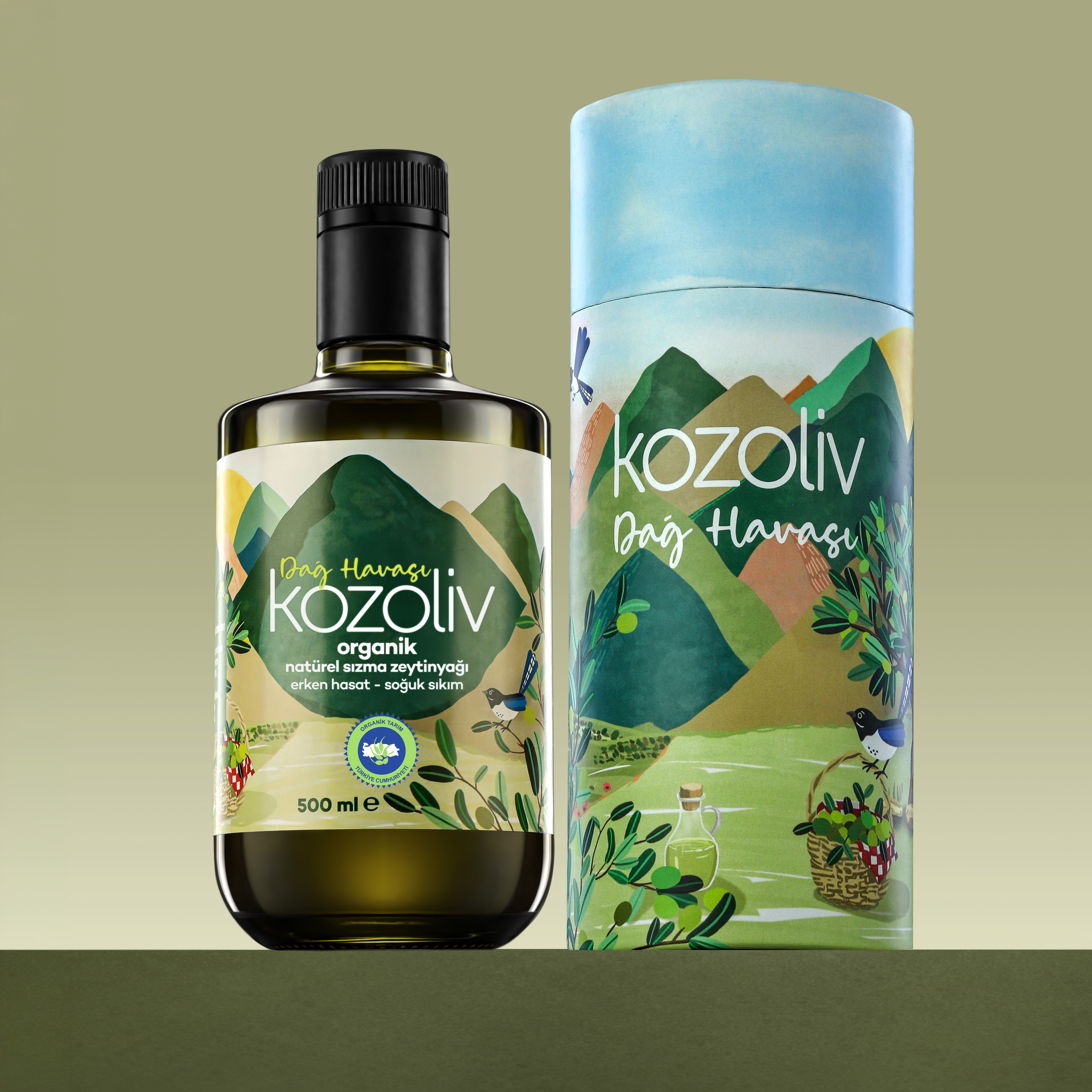 Organik Erken Hasat Soğuk Sıkım Zeytinyağı - İçimlik - Anne & Bebek & Çocuk - Dağ Havası Hediye Kutulu 500ml  Erken Hasat Natürel Sızma Zeytinyağı