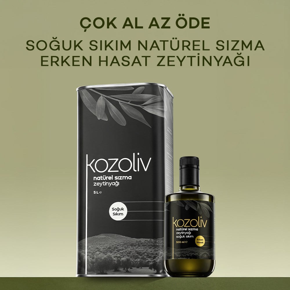 Soğuk Sıkım Natürel Sızma Zeytinyağı 5 LT + Erken Hasat Soğuk Sıkım Zeytinyağı 500 ML Zeytinyağı