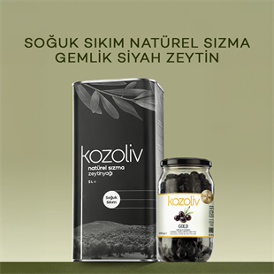  Soğuk Sıkım Natürel Sızma Zeytinyağı 5 LT + Doğal Gemlik Çeşidi Yağlı Siyah Zeytin 650 gr Zeytinyağı
