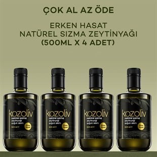 2025-26 Yeni Sezon Erken Hasat Soğuk Sıkım Zeytinyağı 4'lü 500 ML Cam Şişe Erken Hasat Natürel Sızma Zeytinyağı