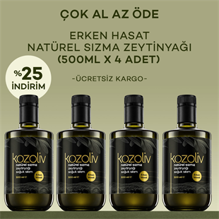 2025-26 Yeni Sezon Erken Hasat Soğuk Sıkım Zeytinyağı 4'lü 500 ML Cam Şişe Erken Hasat Natürel Sızma Zeytinyağı