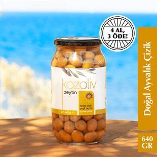 Doğal Ayvalık Çeşidi Çizik Yeşil Zeytin 640 gr Cam Kavanoz Yeşil Zeytin