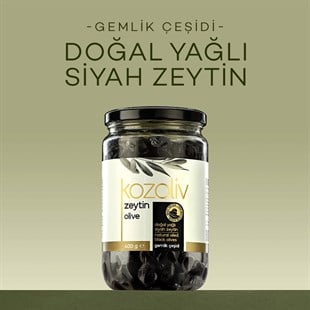 Doğal Gemlik Çeşidi Yağlı Siyah Zeytin 400 gr Cam Kavanoz Siyah Zeytin