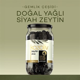 Doğal Gemlik Çeşidi Yağlı Siyah Zeytin 650 gr Cam Kavanoz Siyah Zeytin