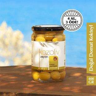 Domat Çeşidi Bütün Yeşil Zeytin (Kokteyl) 400 gr Cam Kavanoz Yeşil Zeytin