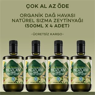 Organik Erken Hasat Soğuk Sıkım Zeytinyağı - İçimlik - Anne & Bebek & Çocuk - Dağ Havası 4'lü 500ml Erken Hasat Natürel Sızma Zeytinyağı