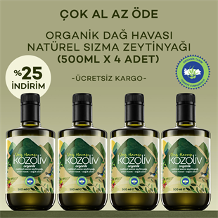 Organik Erken Hasat Soğuk Sıkım Zeytinyağı - İçimlik - Anne & Bebek & Çocuk - Dağ Havası 4'lü 500ml Erken Hasat Natürel Sızma Zeytinyağı
