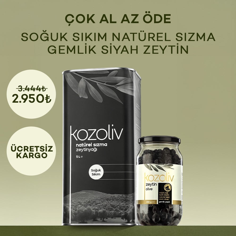  Soğuk Sıkım Natürel Sızma Zeytinyağı 5 LT + Doğal Gemlik Çeşidi Yağlı Siyah Zeytin 650 gr Zeytinyağı