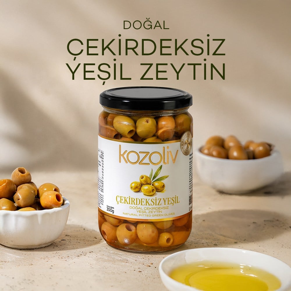 Doğal Çekirdeksiz Yeşil Zeytin 300 gr Green Olives