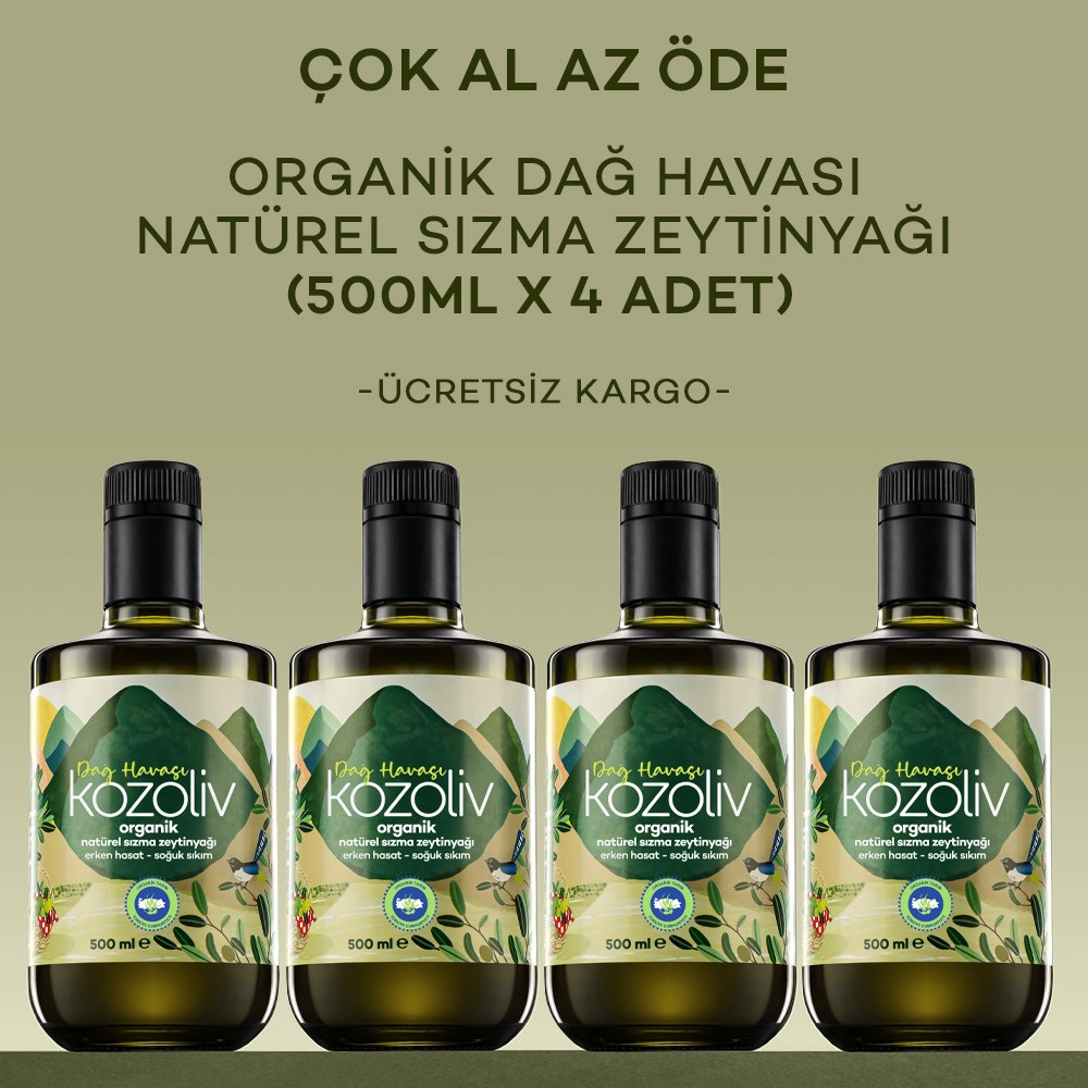 Organik Erken Hasat Soğuk Sıkım Zeytinyağı - İçimlik - Anne & Bebek & Çocuk - Dağ Havası 4'lü 500ml Erken Hasat Natürel Sızma Zeytinyağı