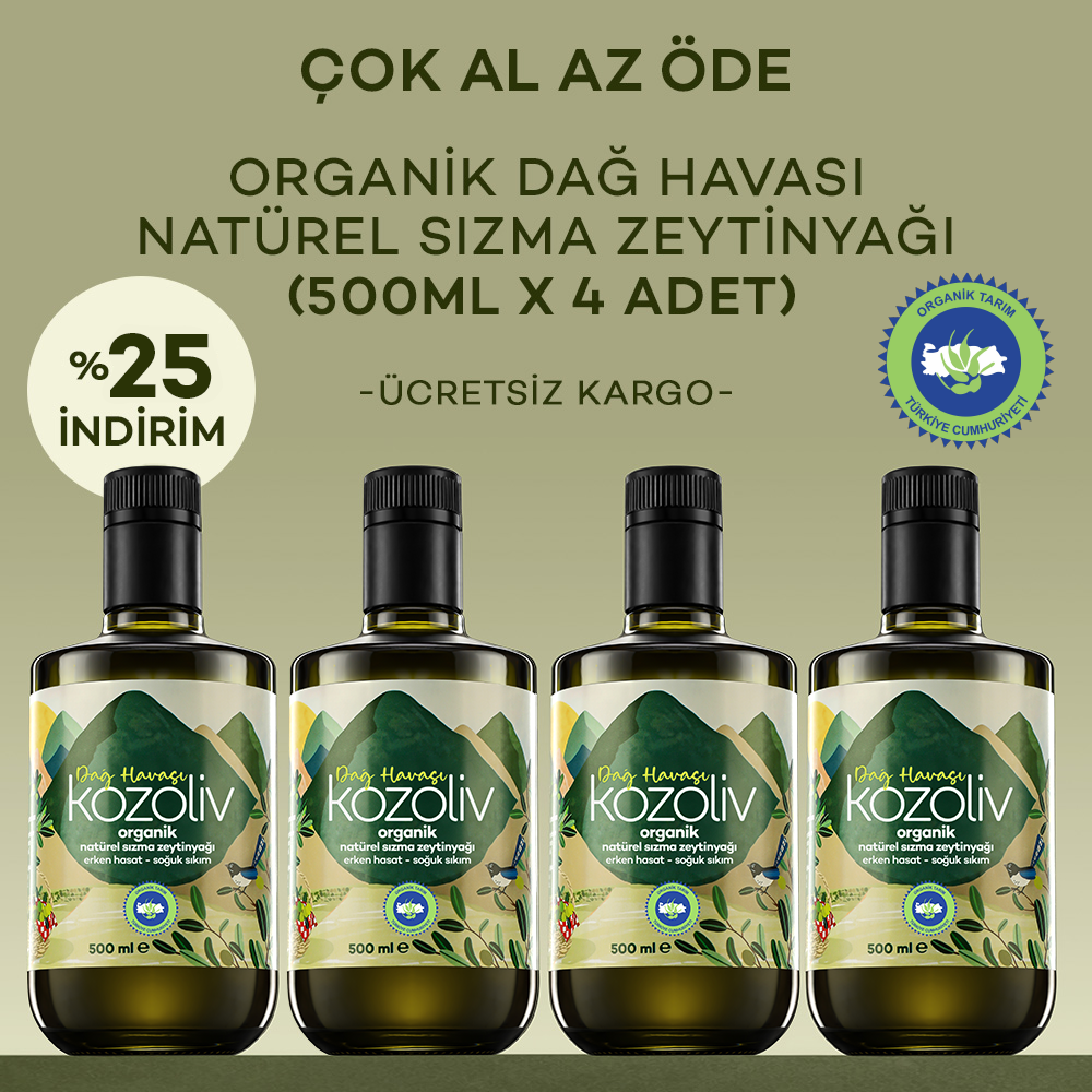 Organik Erken Hasat Soğuk Sıkım Zeytinyağı - İçimlik - Anne & Bebek & Çocuk - Dağ Havası 4'lü 500ml Erken Hasat Natürel Sızma Zeytinyağı
