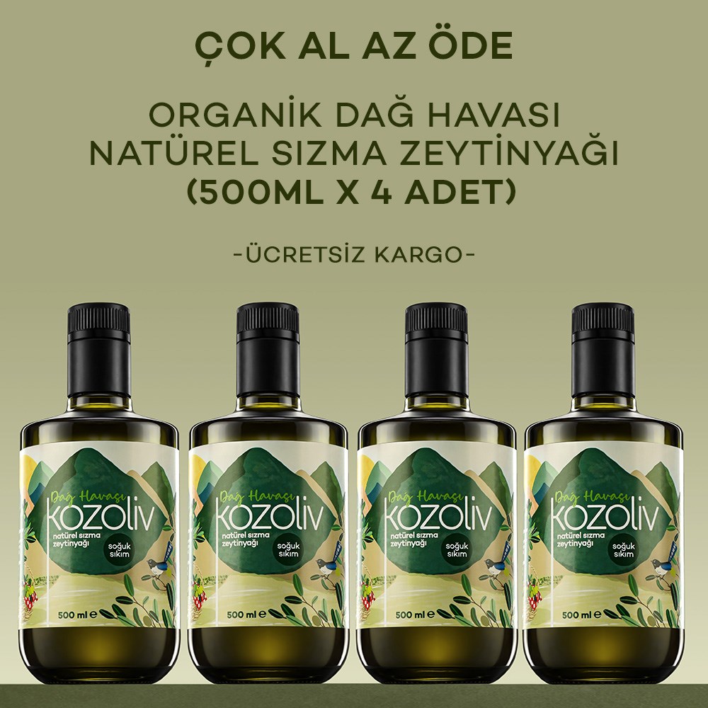 Organik Erken Hasat Soğuk Sıkım Zeytinyağı - İçimlik - Anne & Bebek & Çocuk - Dağ Havası 4!lü 500ml Early Harvest Extra Virgin Olive Oil
