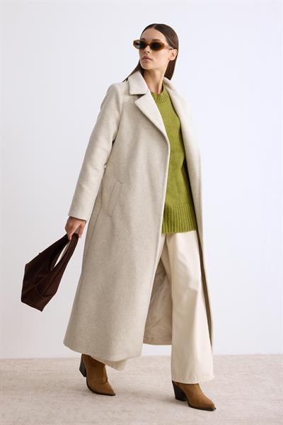 Astarlı Uzun Kaşe Kaban Bej