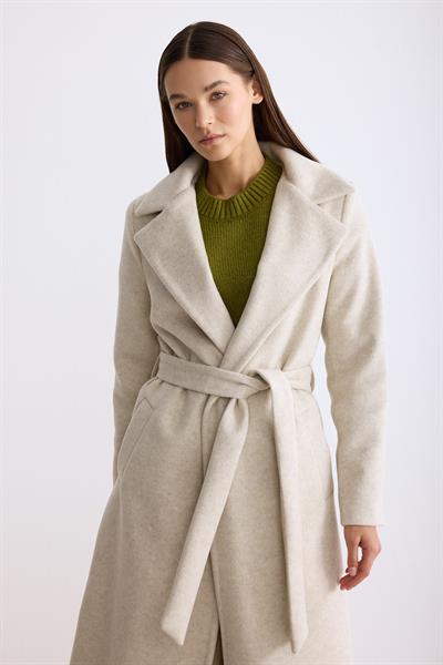 Astarlı Uzun Kaşe Kaban Bej