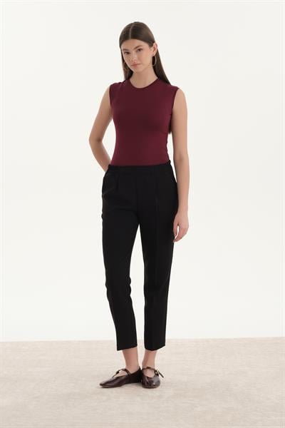 Beli Lastikli Kalem Pantolon Siyah