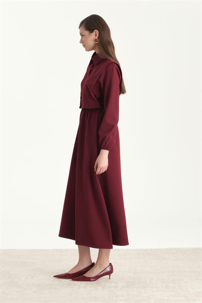 Crop Yelekli Elbise Bordo