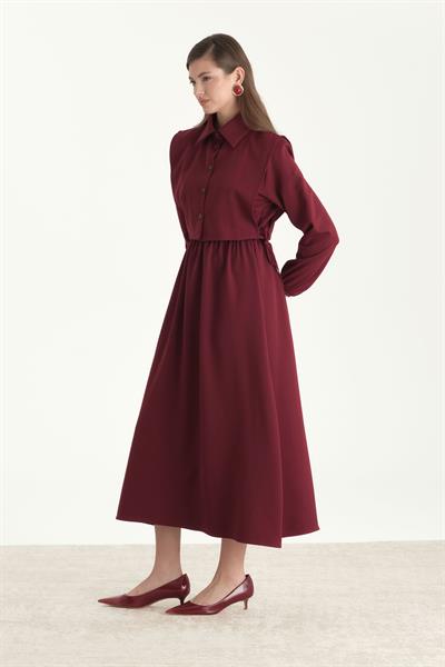 Crop Yelekli Elbise Bordo