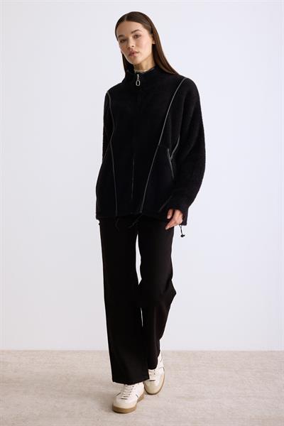 Fermuarlı Angora Hırka Siyah