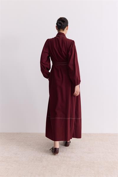 Ham Keten Elbise (Seyyar İçlikli) Bordo