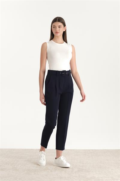 Kemerli Kalem Pantolon Lacivert