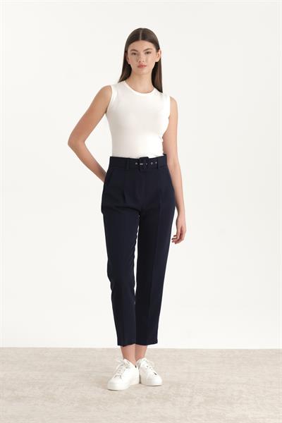 Kemerli Kalem Pantolon Lacivert