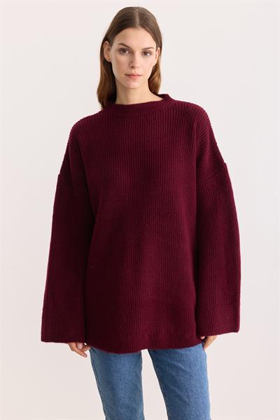 Kobe Oversize Triko Kazak Bordo
