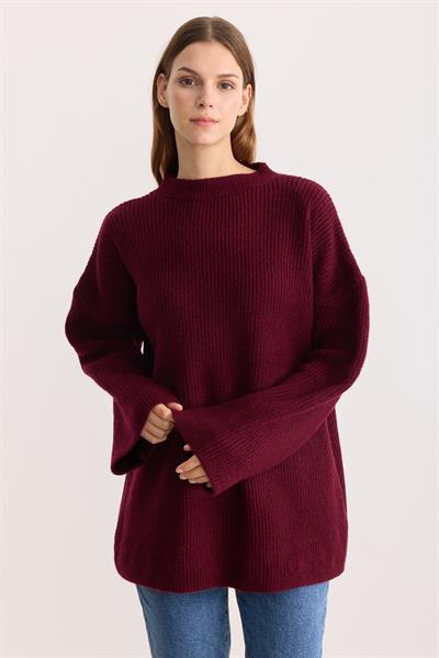Kobe Oversize Triko Kazak Bordo