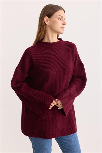 Kobe Oversize Triko Kazak Bordo