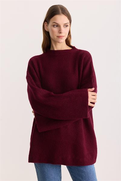 Kobe Oversize Triko Kazak Bordo