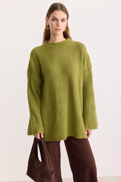 Kobe Oversize Triko Kazak Matcha Yeşil