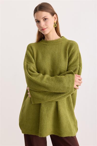 Kobe Oversize Triko Kazak Matcha Yeşil