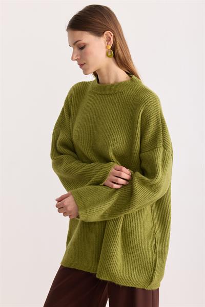 Kobe Oversize Triko Kazak Matcha Yeşil
