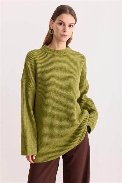 Kobe Oversize Triko Kazak Matcha Yeşil
