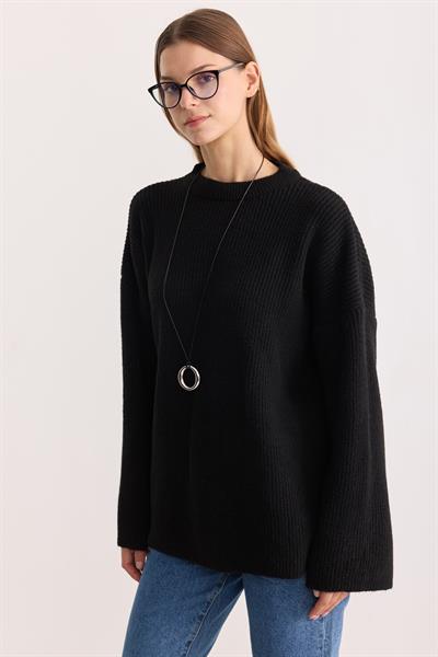 Kobe Oversize Triko Kazak Siyah