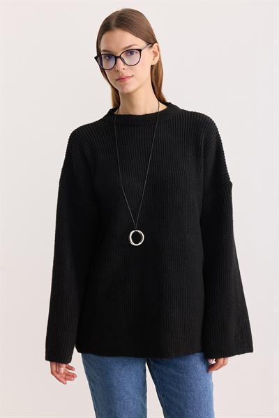 Kobe Oversize Triko Kazak Siyah