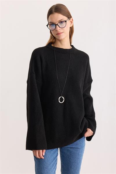Kobe Oversize Triko Kazak Siyah