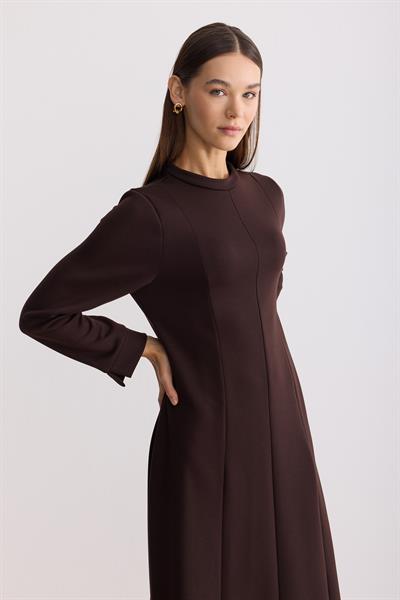Modal Kumaş A Form Elbise Acı Kahverengi