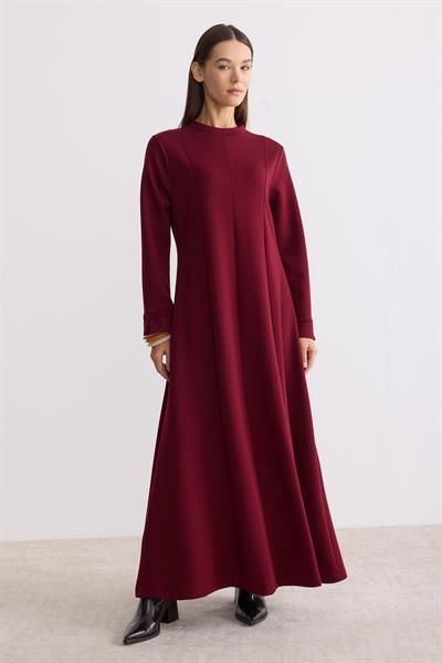 Modal Kumaş A Form Elbise Bordo
