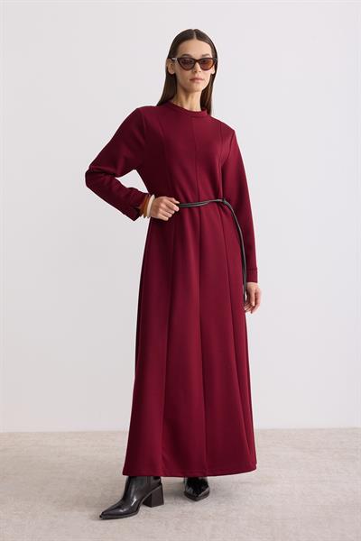 Modal Kumaş A Form Elbise Bordo