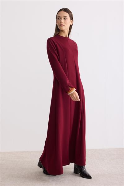 Modal Kumaş A Form Elbise Bordo