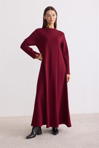 Modal Kumaş A Form Elbise Bordo