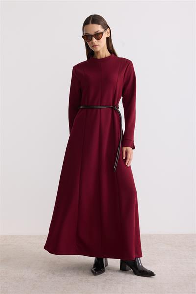 Modal Kumaş A Form Elbise Bordo