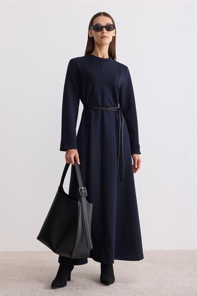 Modal Kumaş A Form Elbise Lacivert